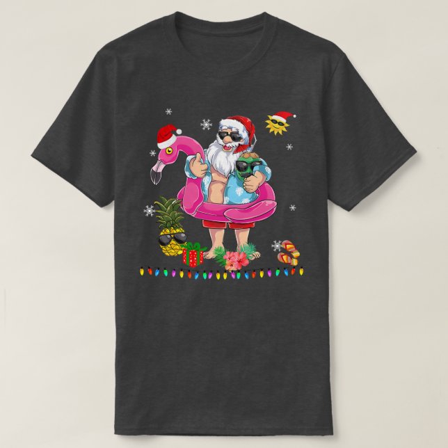 Jul i juli Santa hawaii Sunglasses Flamingo T Shirt (Design framsida)