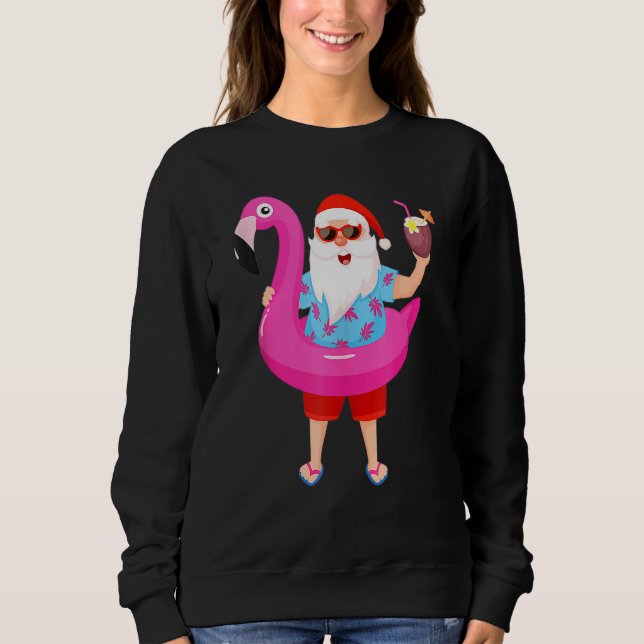 Jul i juli: Santa Hawaii Sunglasses Flamingo T Shirt (Framsida)