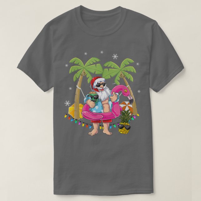 Jul i juli Santa hawaii Sunglasses Flamingo T Shirt (Design framsida)