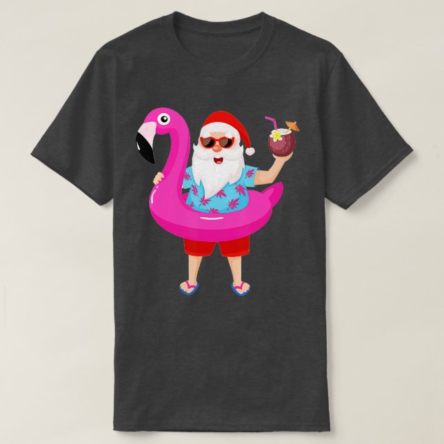 Jul i juli Santa hawaii Sunglasses Flamingo T Shirt (Design framsida)