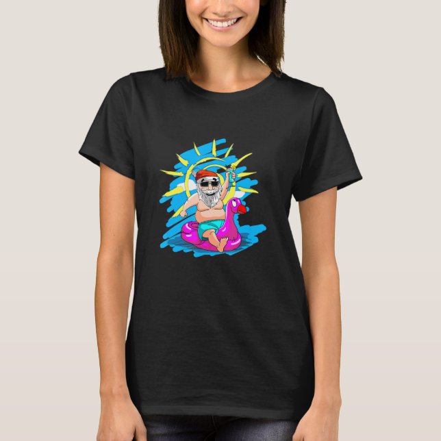 Jul i juli: Santa Hawaii Sunglasses Flamingo T Shirt (Framsida)