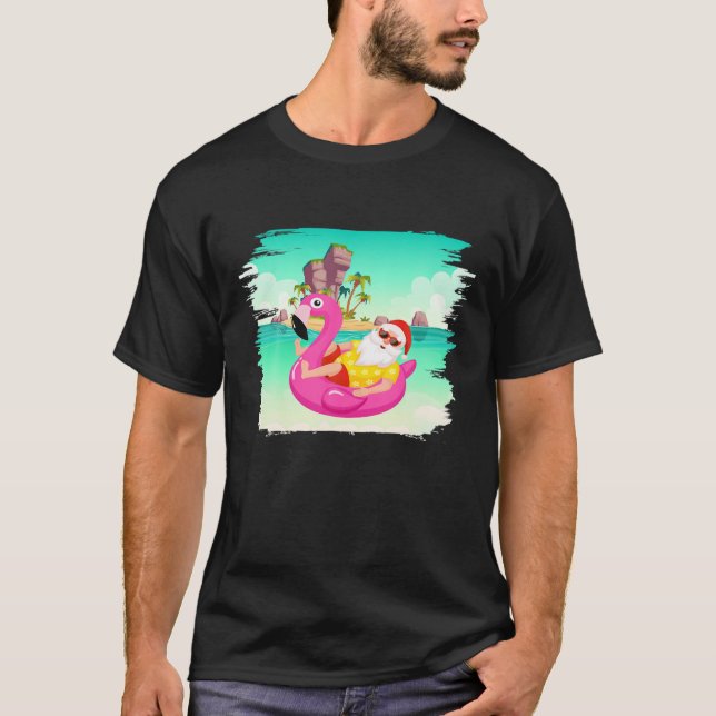 Jul i juli: Santa Hawaii Sunglasses Flamingo T Shirt (Framsida)