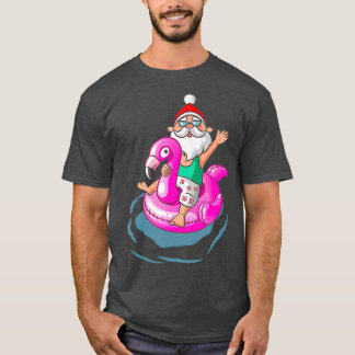 Jul i juli, Santa Hawaiian flamingo Sommaren T Shirt