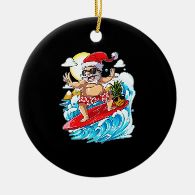 Jul i juli, Santa Hawaiian Surfing Julgransprydnad Keramik (Framsidan)