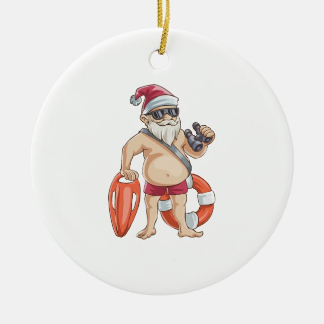 Jul i juli: Santa Lifeguard Julgransprydnad Keramik (Framsidan)