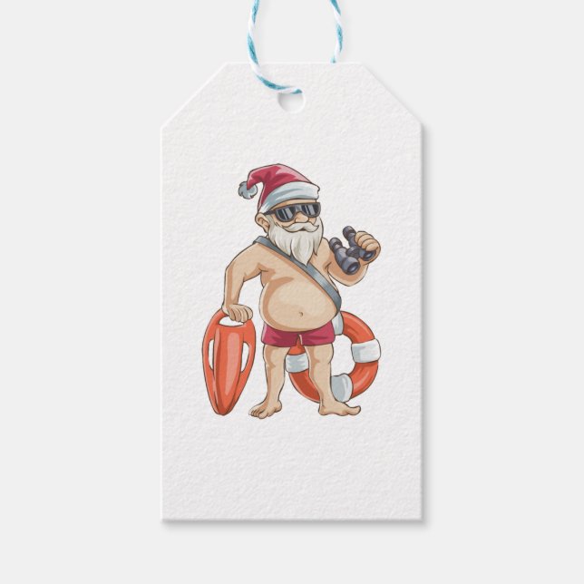 Jul i juli: Santa Lifeguard Presentetikett (Framsidan)