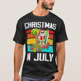 Jul i juli Santa Surfer Hawaii Sommar Vacat T Shirt