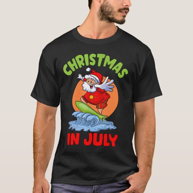 Jul i juli: Santa Surfing Kid Småbarn Hawaii T Shirt (Framsida)