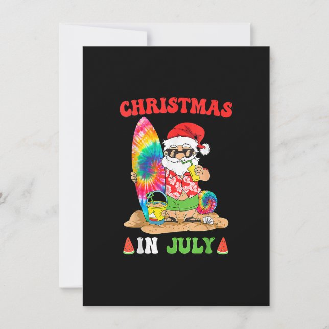 Jul i juli: Santa Tie Dye Sommar Surfa Surfin Inbjudningar (Framsida)