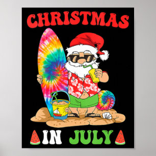 Jul i juli: Santa Tie Dye Sommar Surfa Surfin Poster