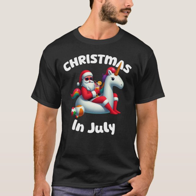 Jul i juli: Santa Unicorn Floater T Shirt (Framsida)