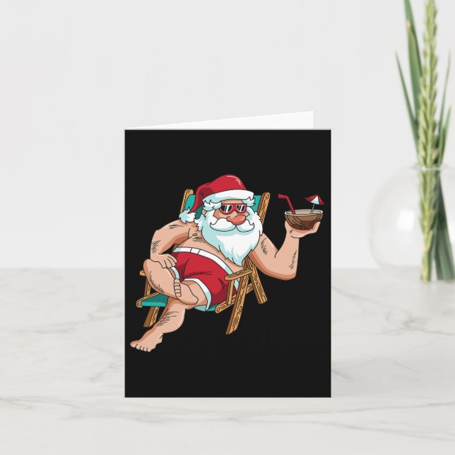 Jul i juli: Santa vid Beach Independence day Kort (Framsida)