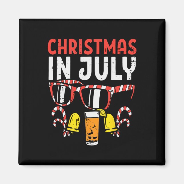 Jul i juli Singlar Drink Summer Xmas Män Kvinnor Magnet (Framsidan)