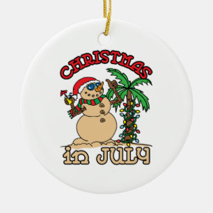 Jul i juli Snögubbe Sand Beach Julgransprydnad Keramik