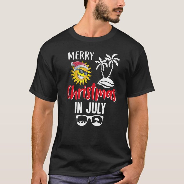 Jul i juli Sol, sommarstugan Julafton Santa T Shirt (Framsida)