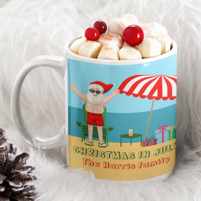 Jul i juli Sommar Jultomten Beach House Kaffemugg (Skapare uppladdad)