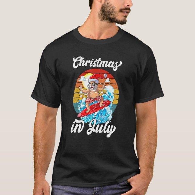 Jul i juli Sommar Jultomten Surfing Hawai T Shirt (Framsida)