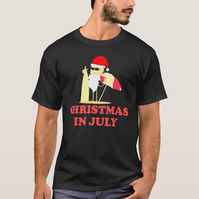 Jul i juli Sommaren Jultomten Surfboard Gif T Shirt (Framsida)