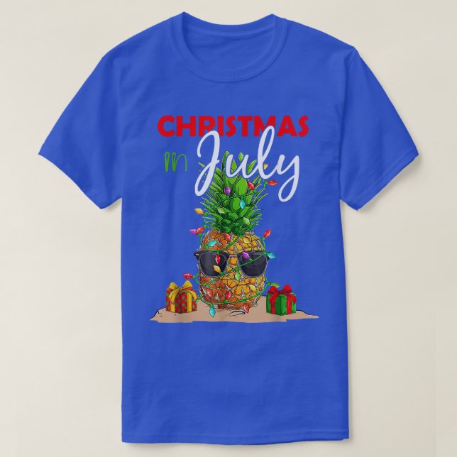 Jul i juli: Sommaren Shirt Pineapple Julafton Träd T Shirt (Design framsida)