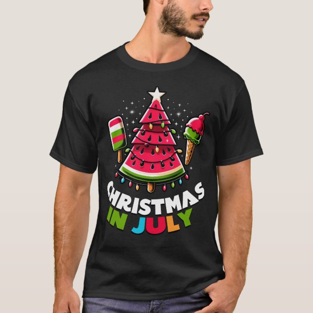 Jul i juli Sommarmelon Popsicle Träd T Shirt (Framsida)