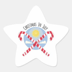 Jul i Juli Stjärnformat Klistermärke