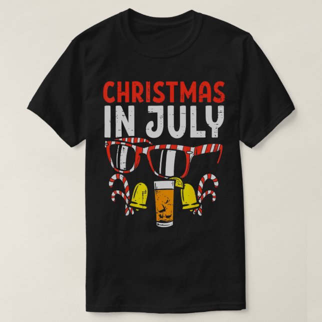 Jul i juli Sunglass Drink Summer Julafton Manar T Shirt (Design framsida)