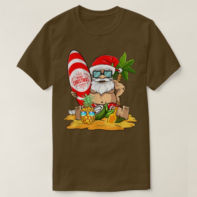 Jul i juli Surfing Finny Santa Sommarbuss T Shirt (Design framsida)