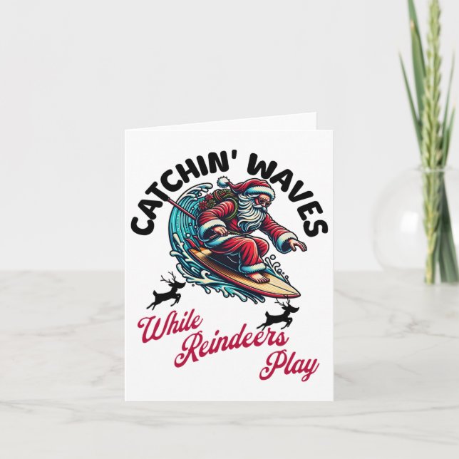 Jul i juli Surfing Jultomten Sommarbuss Kort (Framsida)