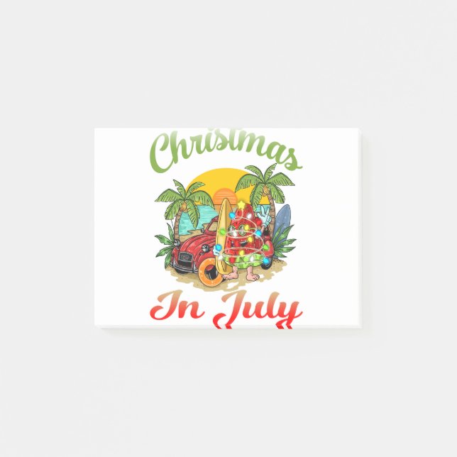 Jul i juli Surfing Summer Watermelon Post-it Block (Framsida)
