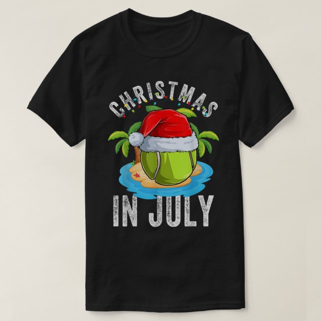 Jul i juli: Tennis Santa Hat Summer Party Va T Shirt (Design framsida)