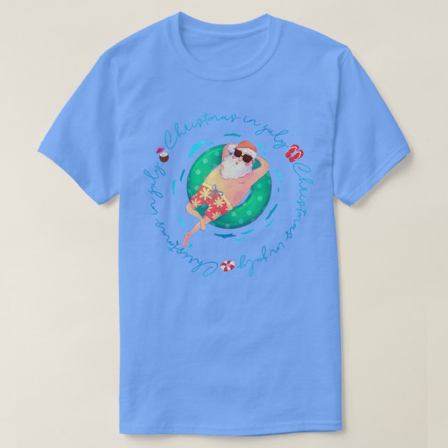 Jul i juli TFunny Santa Summer Beach Vacati T Shirt (Design framsida)