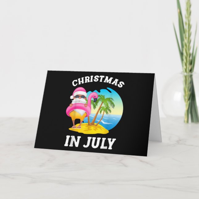 Jul i juli Tomte Flamingo Pool Sommar Kort (Framsida)