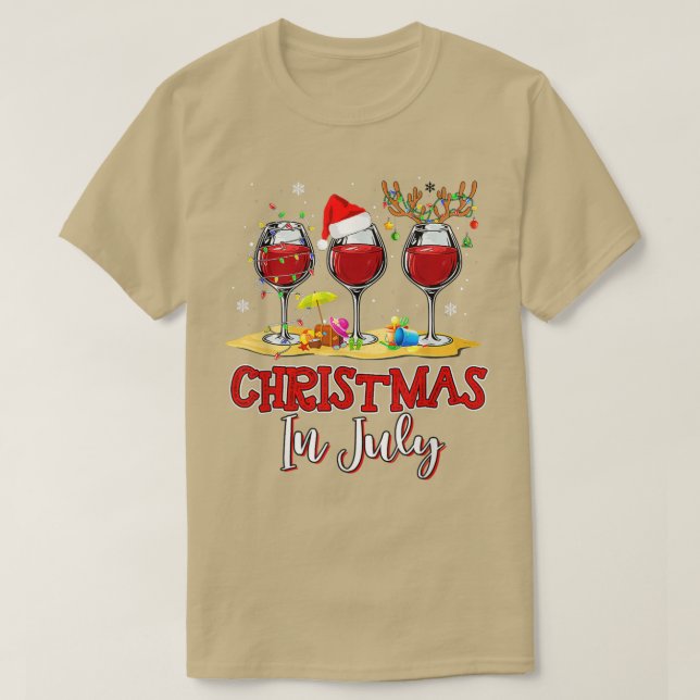 Jul i juli: tre glas Röda Vin Sommaren 2 T Shirt (Design framsida)