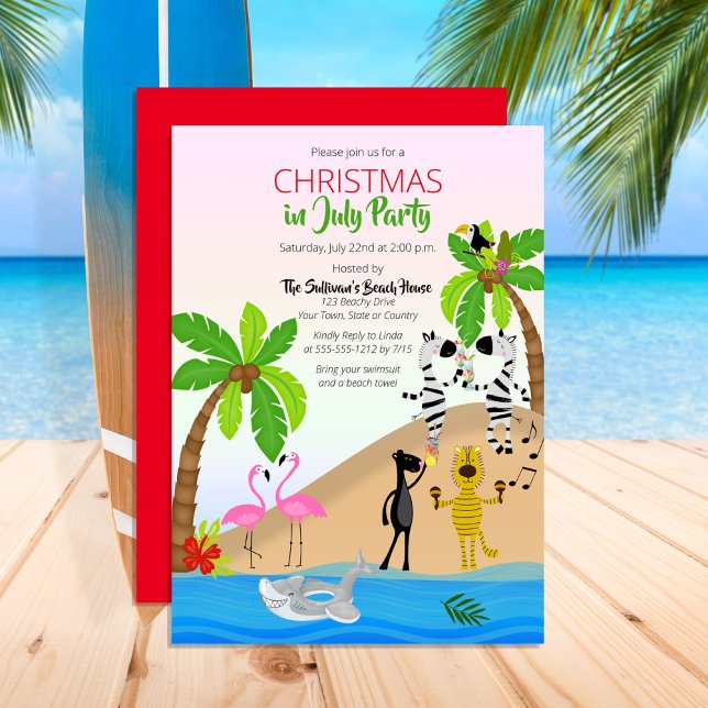 Jul i juli Tropical Beach Party Inbjudningar (Skapare uppladdad)