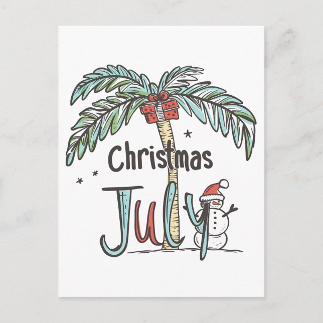 Jul i juli Tropical Snögubbe Helgdag Design Vykort (Framsida)
