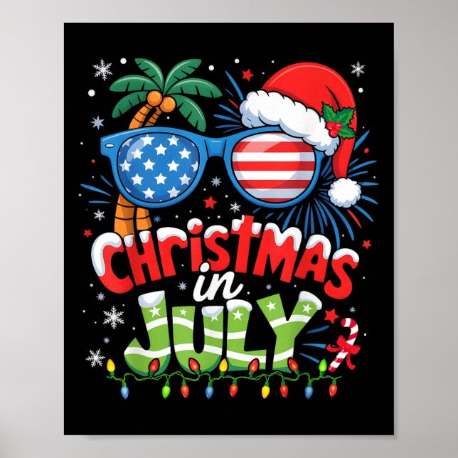 Jul i juli USA flagga Sommarbussen Hawaii San Poster (Framsidan)