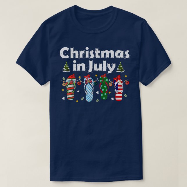Jul i juli Vänd flopp Sommar Beach presenter T Shirt (Design framsida)