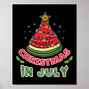 Jul i juli vattenmelon julgran poster