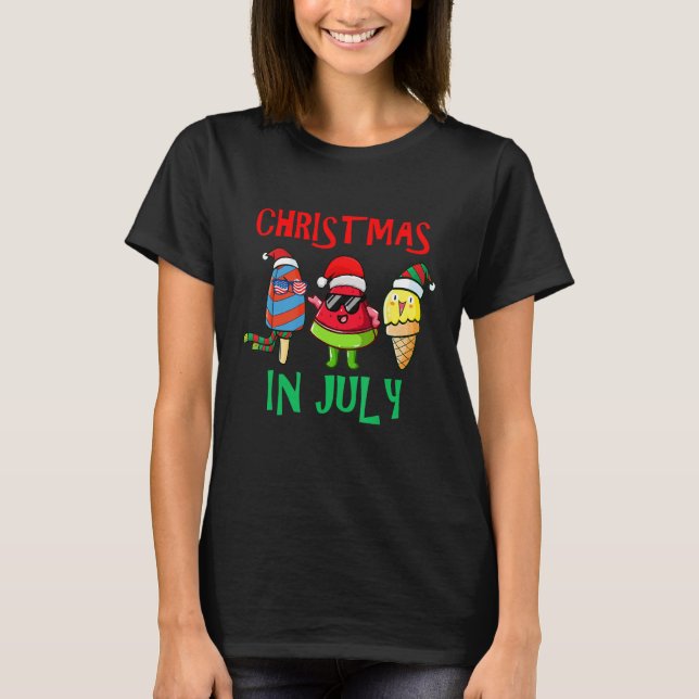 Jul i juli: Watermelon Ice Pops Julafton Santa H T Shirt (Framsida)