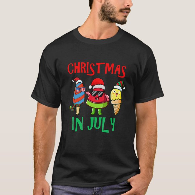 Jul i juli: Watermelon Ice Pops Julafton Santa H T Shirt (Framsida)