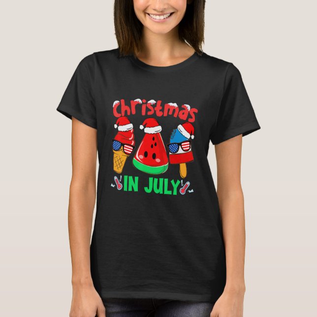 Jul i juli: Watermelon Ice Pops Julafton Santa H T Shirt (Framsida)