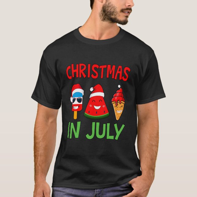 Jul i juli: Watermelon Ice Pops Julafton, sommaren T Shirt (Framsida)