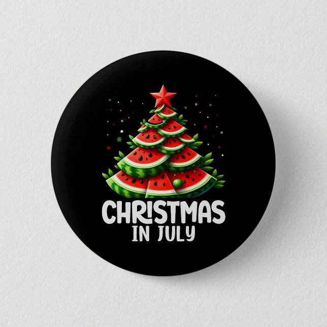 Jul i juli: Watermelon Julafton Träd Manar Womens Knapp (Framsida)