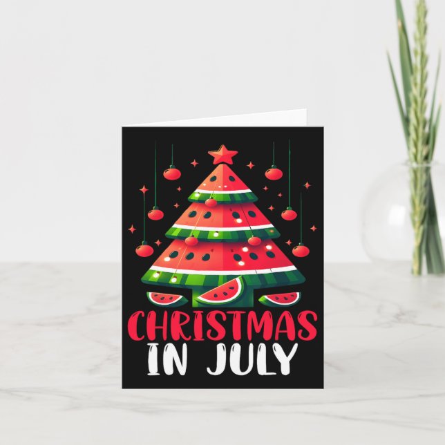 Jul i juli: Watermelon Julafton Träd Manar Womens Kort (Framsida)
