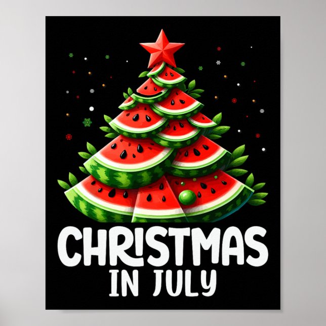 Jul i juli: Watermelon Julafton Träd Manar Womens Poster (Framsidan)