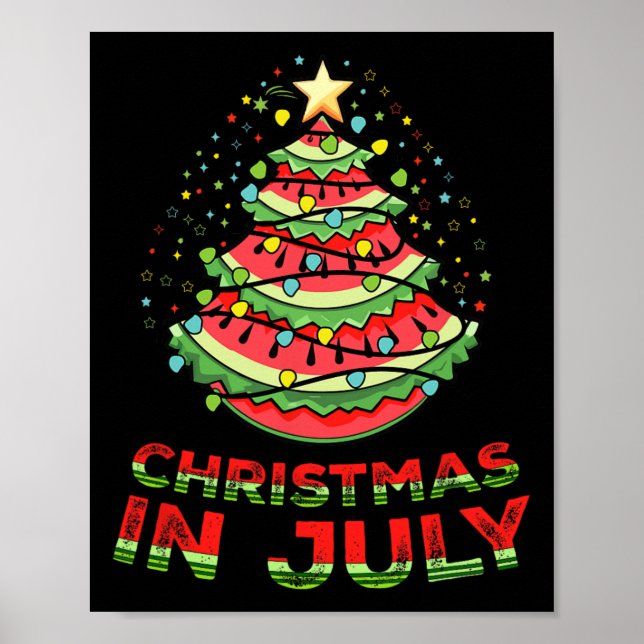 Jul i juli Watermelon Julafton Träd Sommar Poster (Framsidan)