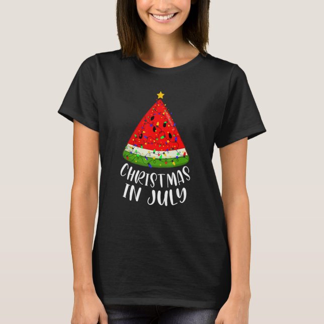 Jul i juli Watermelon Julafton Träd Sommar T Shirt (Framsida)