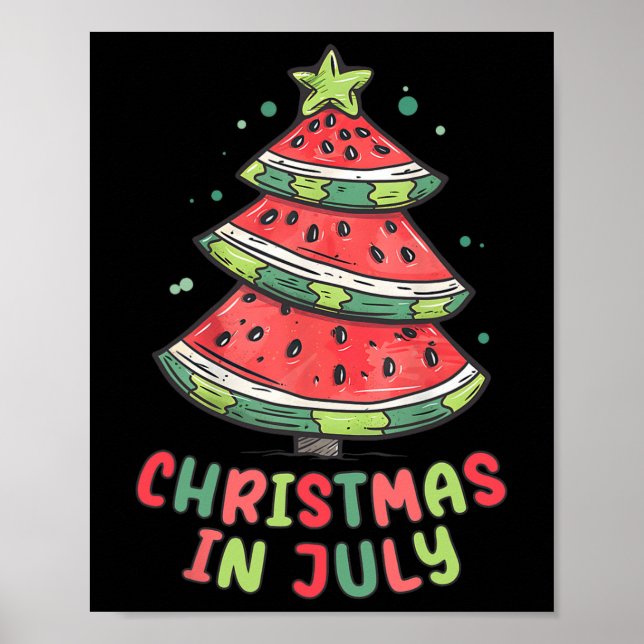 Jul i juli Watermelon Julafton Träd, sommartid i M Poster (Framsidan)