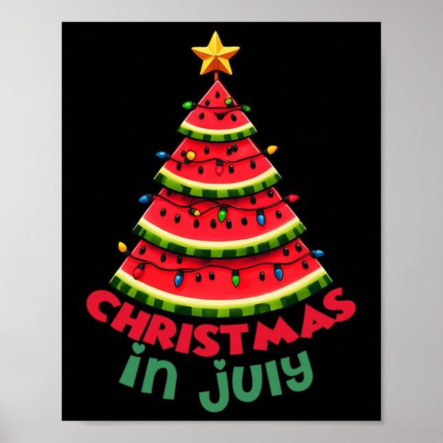 Jul i juli Watermelon Julafton Träd, sommartid i M Poster (Framsidan)
