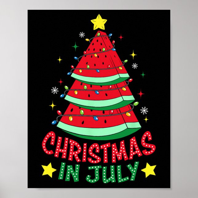 Jul i juli Watermelon Julafton Träd, sommartid i M Poster (Framsidan)